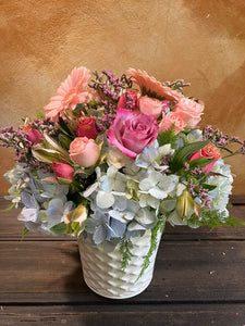 Cubetita con gerberas