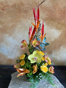 Heliconias con Orquídea
